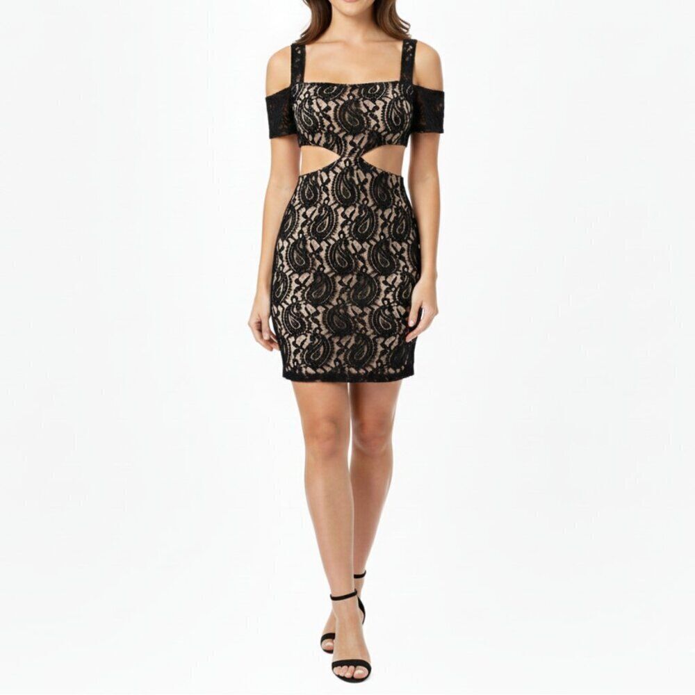 NWT Lovers + Friends "Sizzling" Lace Cutout Cold Shoulder Mini Dress Sz. S
